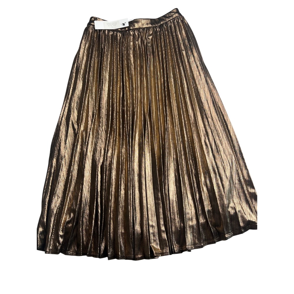 Skylar Rose Light The Night Bronze Metallic Pleated Maxi Skirt S NWT glam chic - Picture 5 of 9